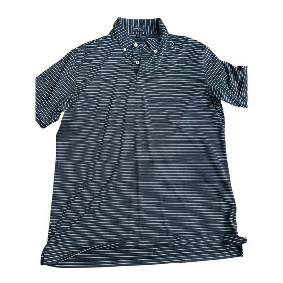 Peter Millar Crown Sport Blue Golf Striped Print Short Sleeve Polo Shirt Size L - Picture 1 of 5